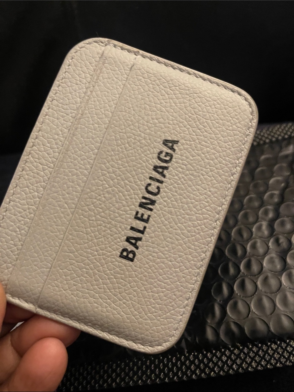 Balenciaga Gray & Black Pebbled Calfskin Leather Cash /Card Holder NWOB
